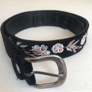 Black Velvet Floral Embroidered Belt size S/M